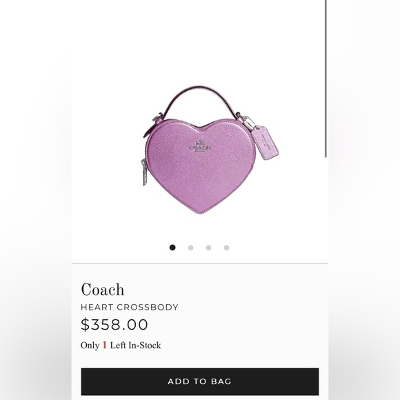 NWT Coach Heart Leather Convertible Crossbody Bag in Pink Lilac Metallic - Picture 6 of 16